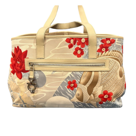 Handbags - SALVATORE FERRAGAMO FLOWER LOTUS FISH PRINT
